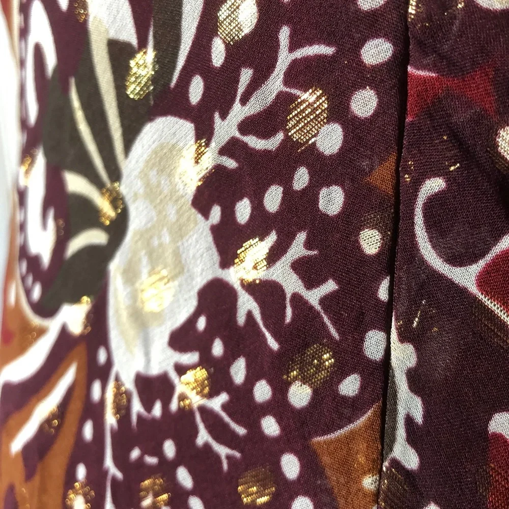 Ann Taylor Burgundy Floral Midi Dress